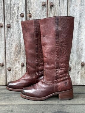 Vintage Frye Campus Boots in Dark Marbled Warm Walnut Color